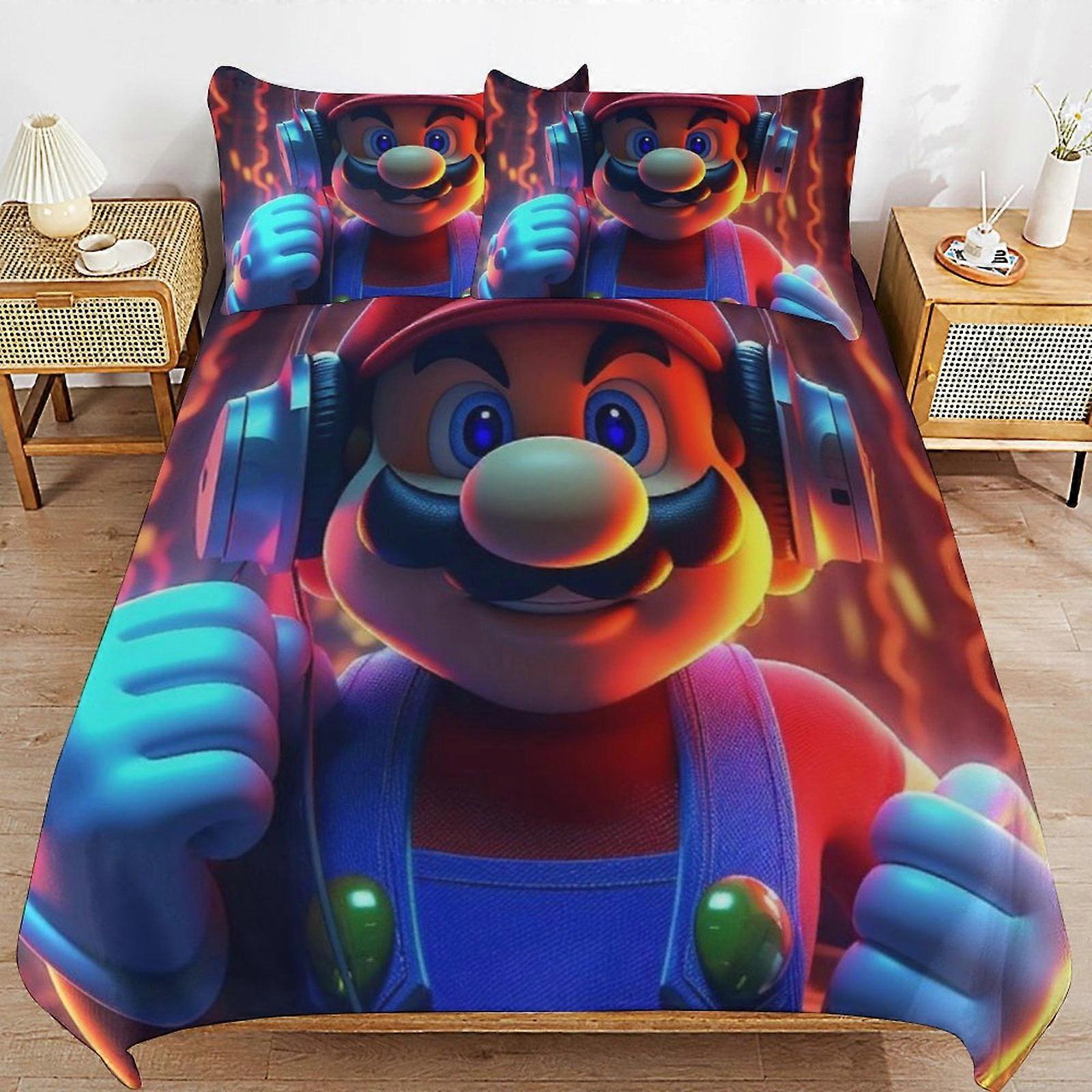 Bedding set JP211 Super Mario 3-Piece Comforter,Super Mario Bedding Set, Soft Microfiber Duvet Cover Set with Zipper Closure TH211