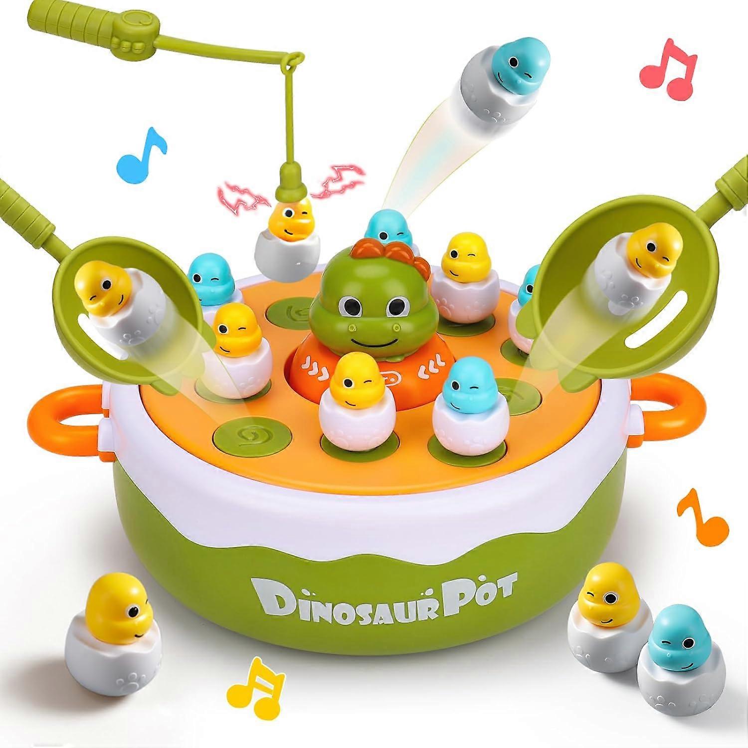 4 in 1 Dinosaur Pop Up Board Games Bounce & Catch Music Game for Toddler Preschool Toys