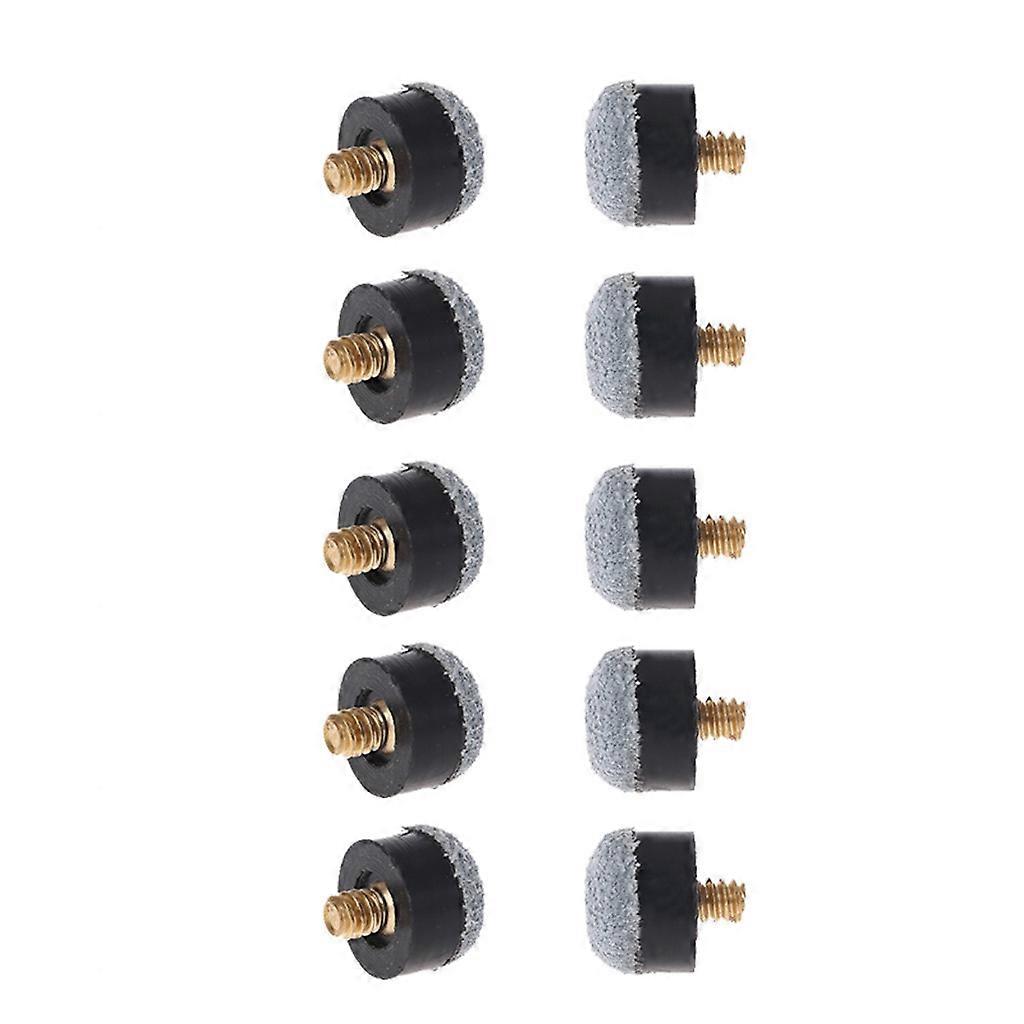 10x Pool Tips Screw on Tips 13mm Pool Screw Tips Ferrules Leather Pool Cue Tips