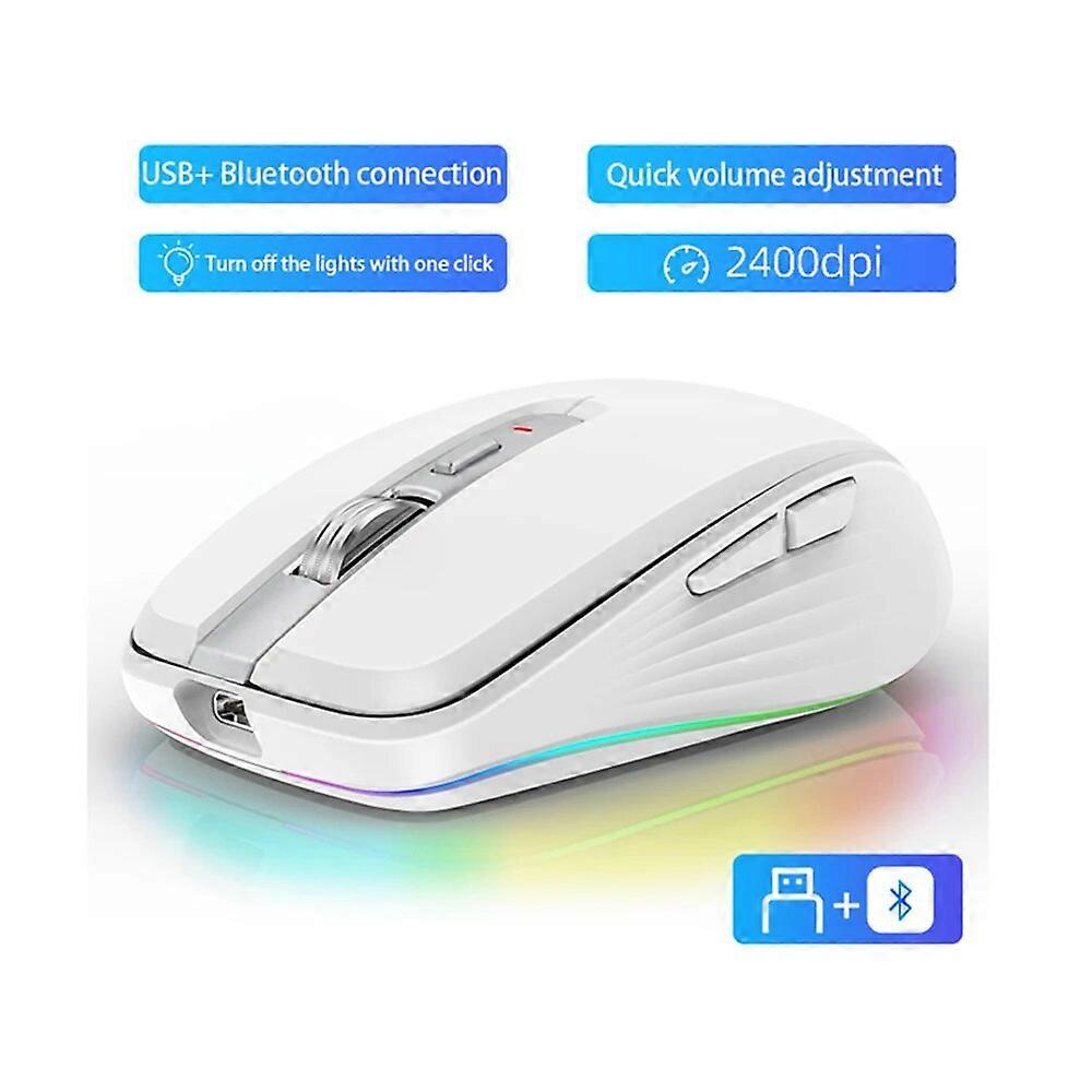 Dual Mode Rechargeable Wireless Bluetooth 2.4G Mouse RGB Mute Mouse For Windows Mac IOS Android Laptop Tablet Phone PC Mice & Trackballs
