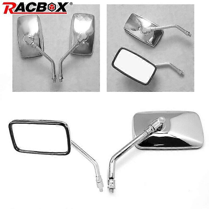 QX Motorcycle Rearview Mirror Square Side Mirrors Universal Rectangle Aluminum Motorcycle Rearview Mirrors 8-10mm Chrome For Honda