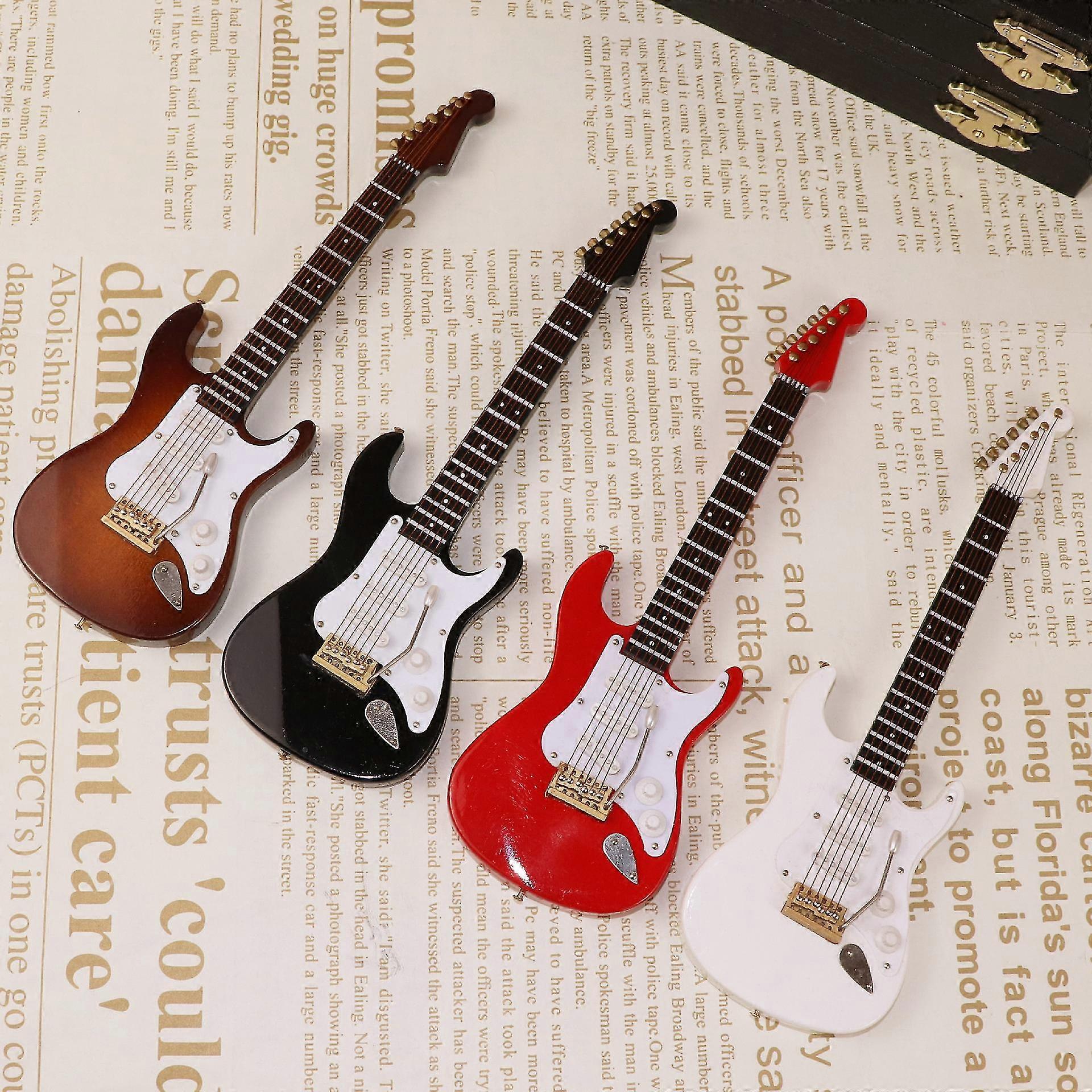 Miniature Basse électrique Rouge – Réplique Décorative 20 Cm – Bois De Tilleul – Support Et Coffret Inclus – Cadeau Musicien