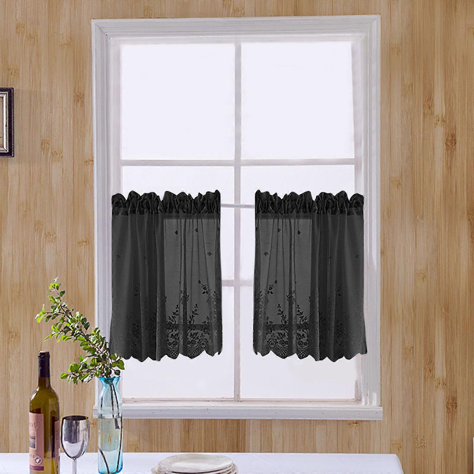 Kitchen Rod Pocket Blackout Curtain Panel Bathroom Cafe Short Window Drape