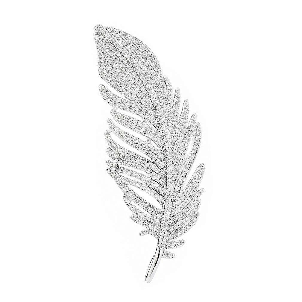 Elegant Ladies Brooch feather Corsage Zircon Brooch Pin