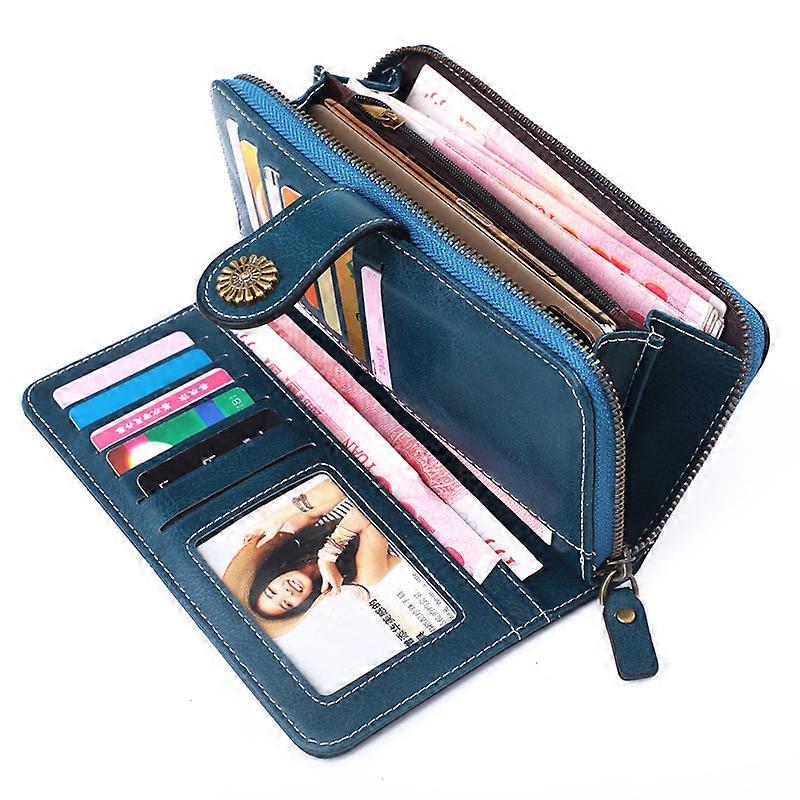 محفظة السيدات ، RFID حجب بو محفظة جلدية للنساء ورقة قلادة سحاب عملة محفظة طويلة مع فتحات بطاقات متعددة ونوع مقصورة فسيحة 6