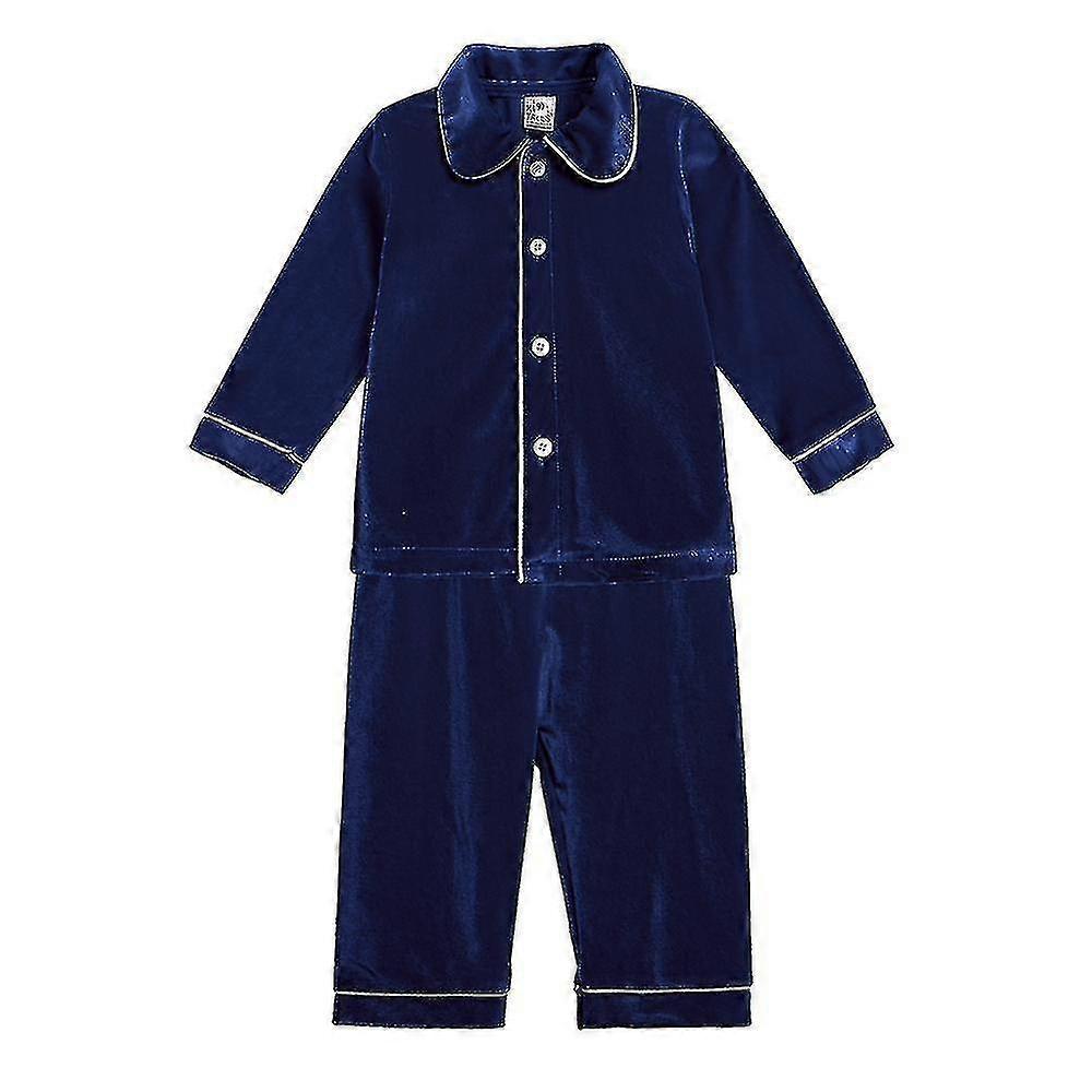 Ny Röd Jul Pojkar Flickor Varm Familj Pyjamas Set Gyllene Sammet Barn Match Pyjamas PUG
