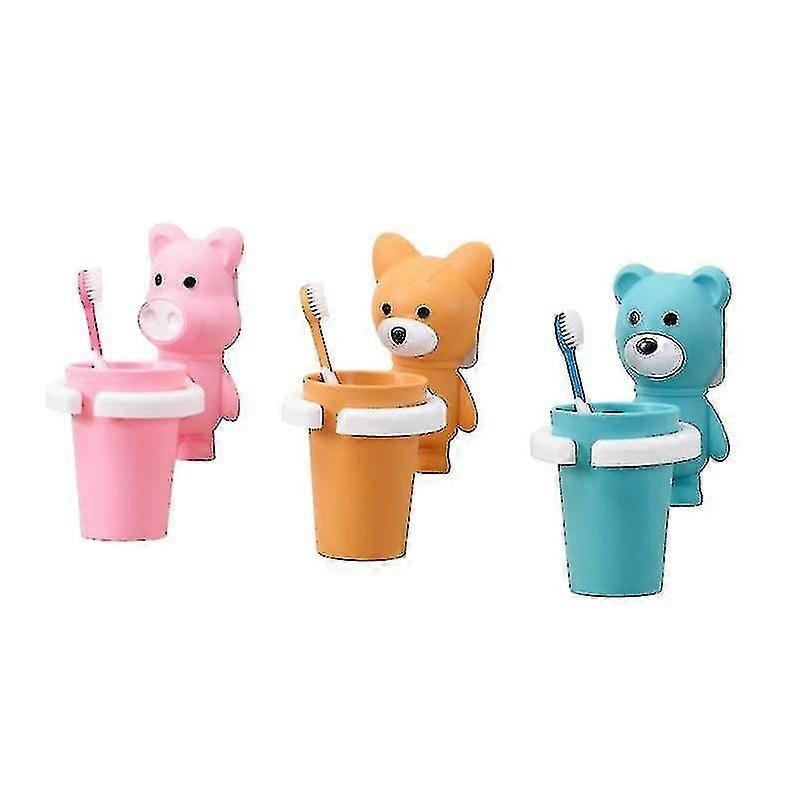 3 Colors Cup Wall Mounted Green Toothbrush Holder