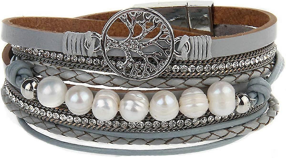 Womens Leather Bracelets Gorgeous Beads Leather Cuff Bracelets Handmade Bangle