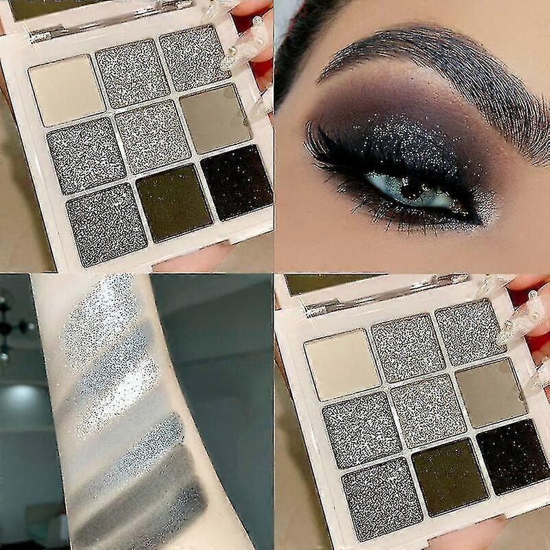 9 Colors Cool Toned Dark Eyeshadow Palette Black Smokey Eye Pigments