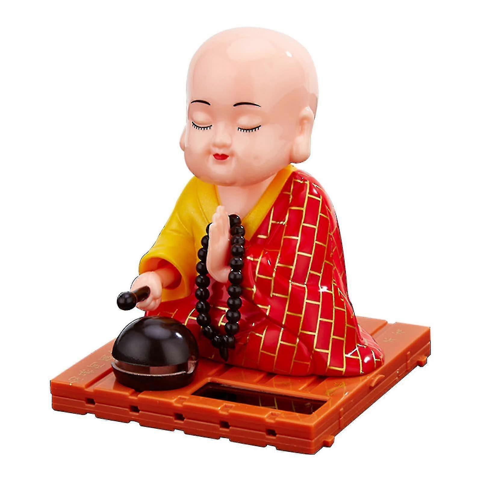 Solar Powered Dancing Buddhist Monk Swinging Animated Bobble Dancer Toy,car Dashboard Buddhist Monk Figurine Ornament-MXBC