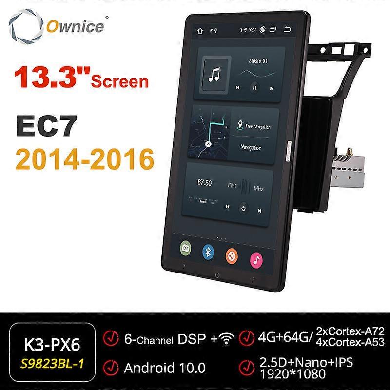 Tesla style PX6 13.3" IPS Android 10.0 Car DVD Player Auto Rotatable 1920*1080 IPS GPS Navigation Radio For Geely EC7 2014-2016