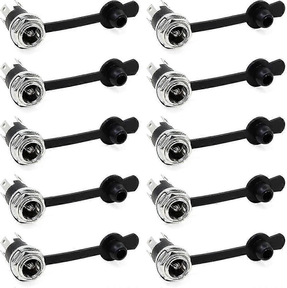 10pcs 5.5 X 2.1mm Dc Power Plug Socket 3 Terminal Female Panel Power Socket