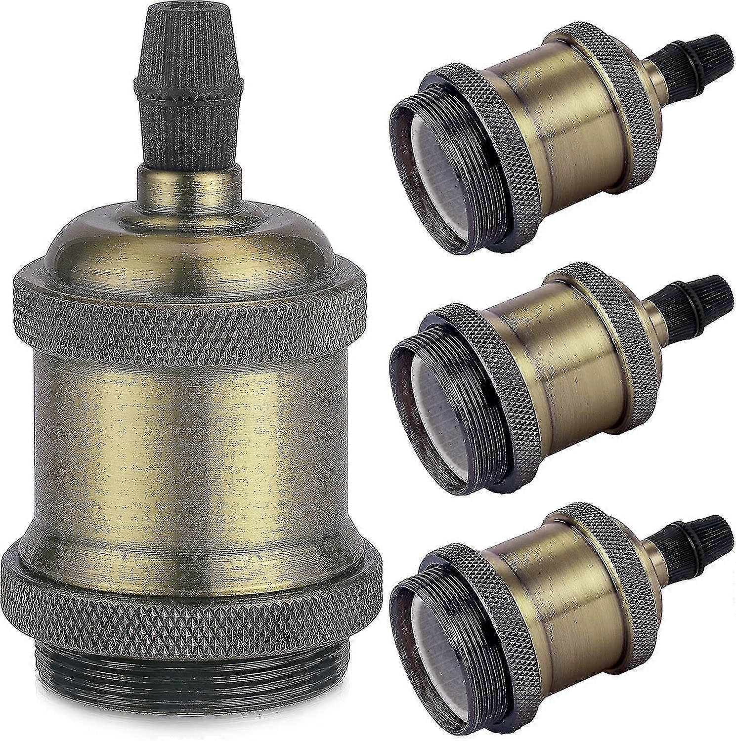 Vintage E27 Lamp Socket, Edison Retro Pendant Lamp, Solid Ceramic Adapter, 4 Piece Vintage Brass Socket