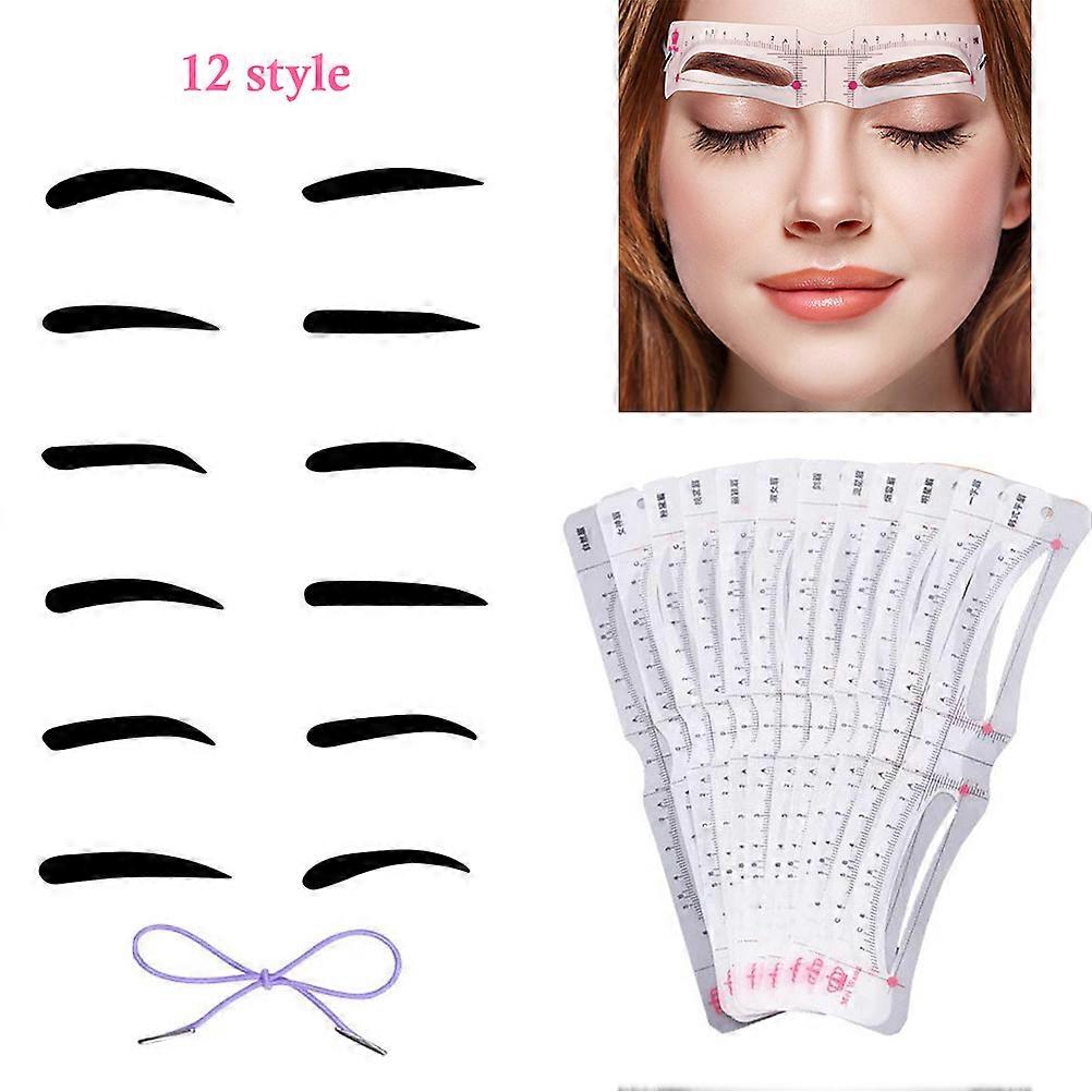 12PCS Eyebrow Shaping Tool Kits Eyebrow Stencils with Elastic Fixing Strap