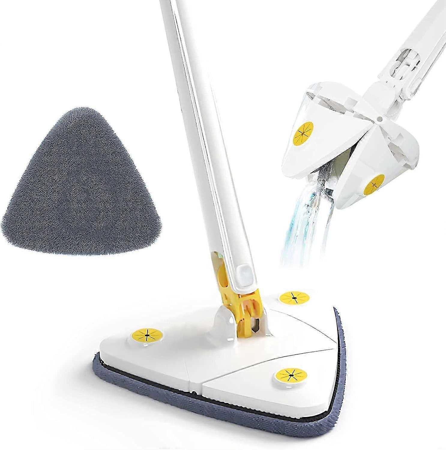 360 Rotatable Adjustable Cleaning Mop,Reusable Spin Mop (White)