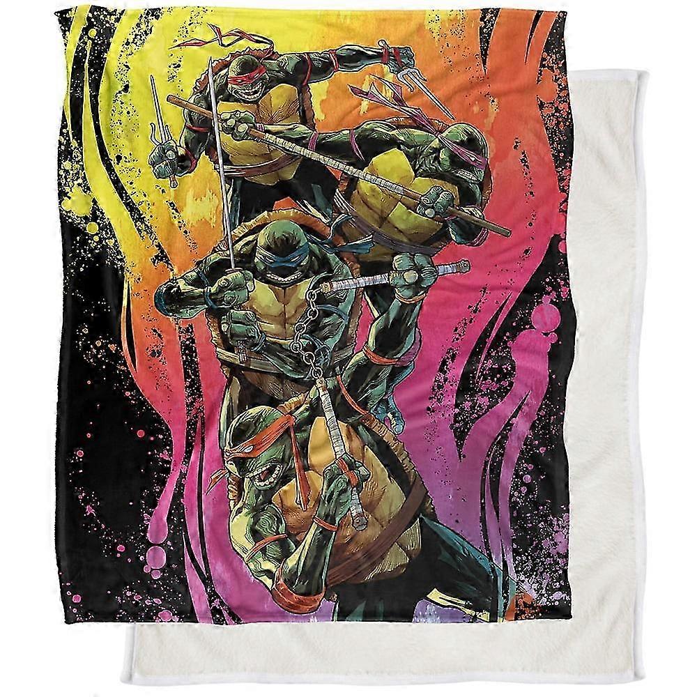t923 Blanket TMNT Blanket, x TMNT Gradient Group Splash Silky Touch Sherpa Back Super Soft Throw Blankets Blanket bn923