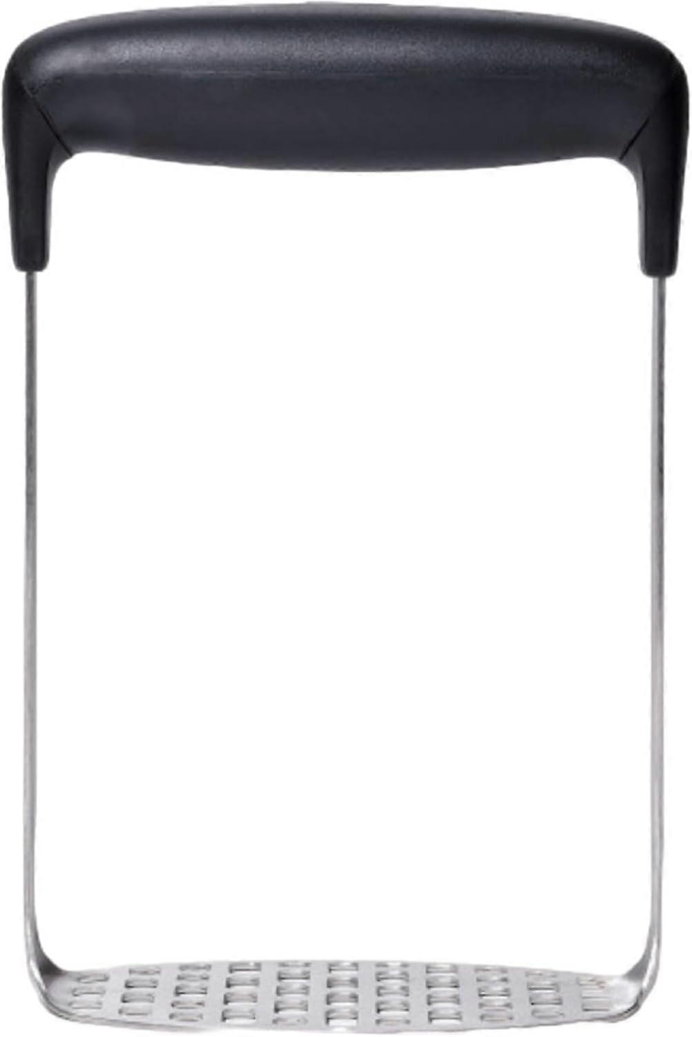 Stainless Steel Smooth Potato Masher, Black/Silver