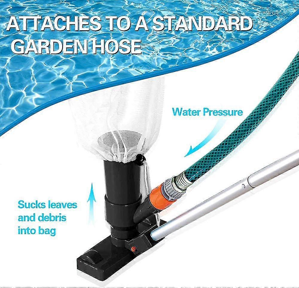 Sunrain Portable Jet Pool Vacuum, Handheld Manual Portable Summer Waves Pool Leaf Vacuum Cleaner For Above Ground Pools Head & Pole Kits