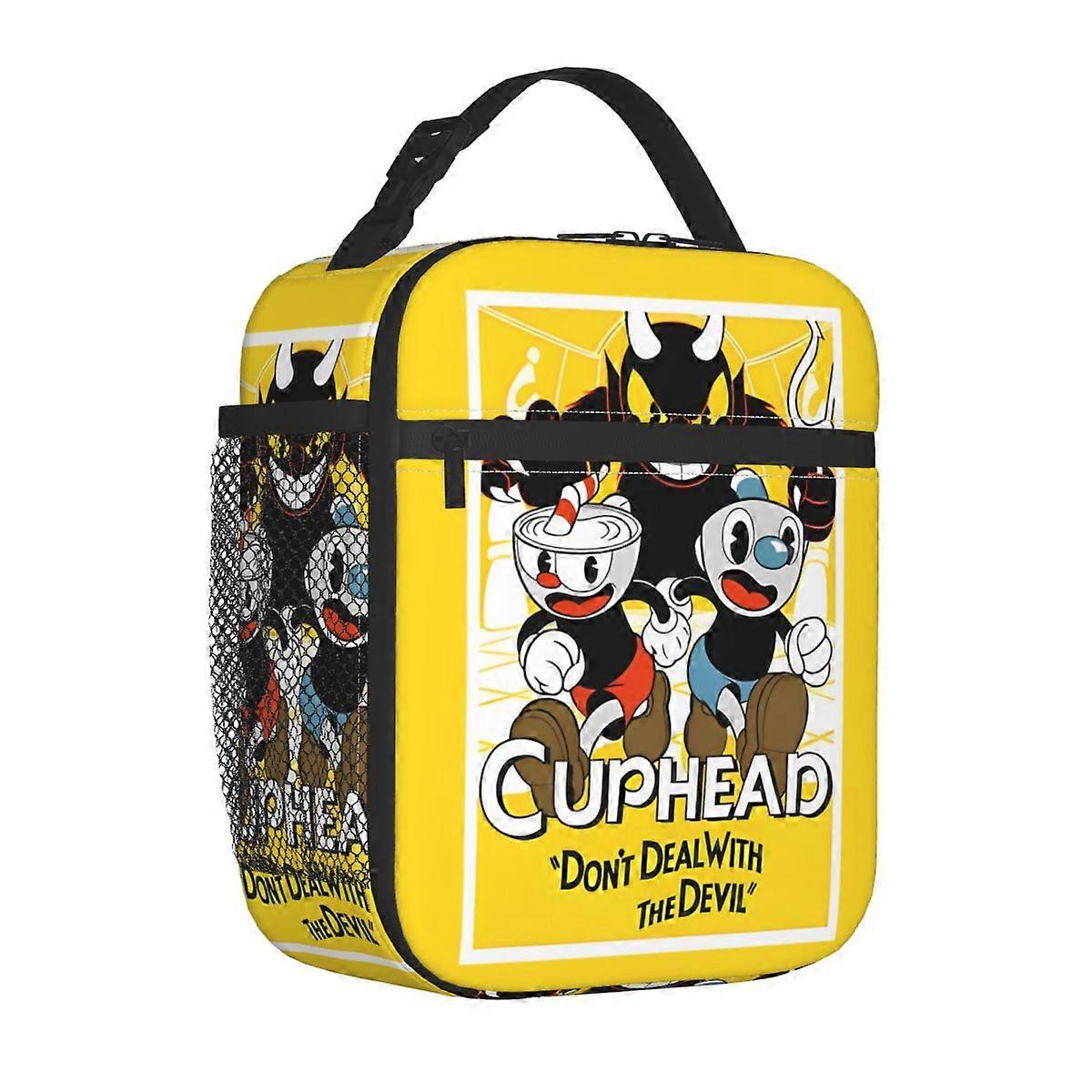 Cuphead & Mugman Dynamiczna izolowana torba na lunch Duo Pojemnik na lunch o dużej pojemności Torba chłodząca Tote Lunch Box Szkolna torba na żywność na świeżym powietrzu