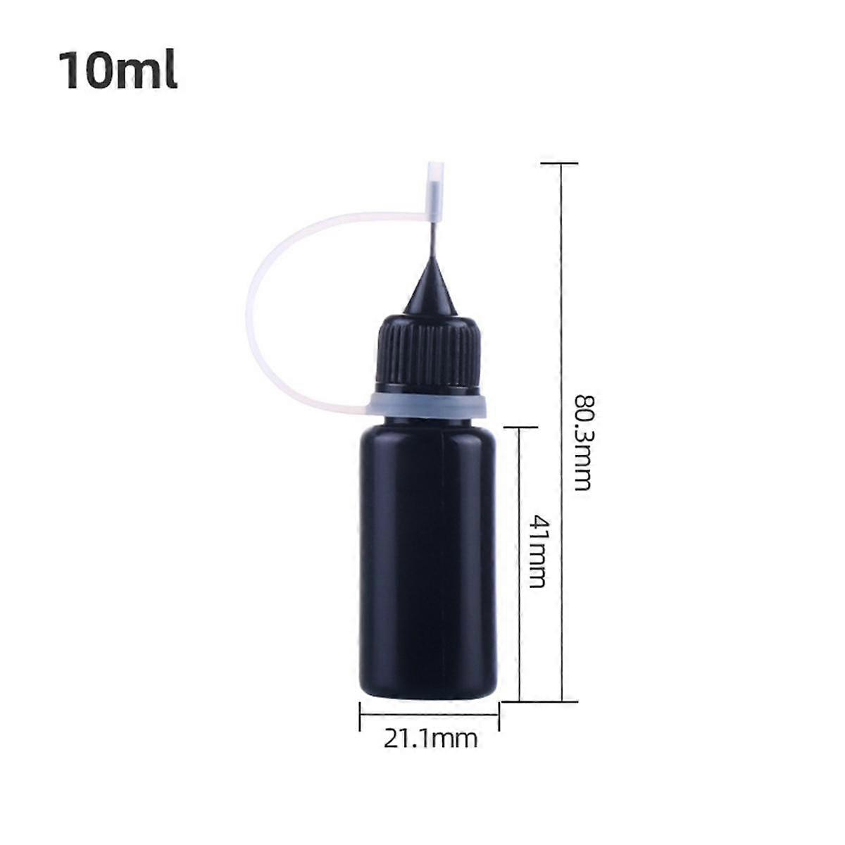 10Pcs Precision Tip Applicator Bottles Black Metal Needle Plastic Bottle 10ML Precision Tip Applicator Bottles