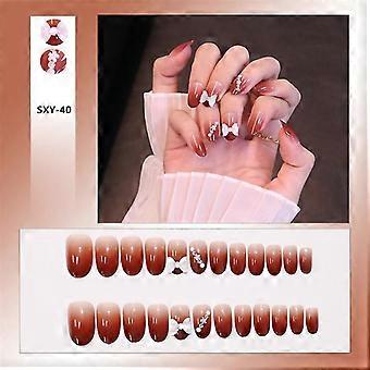 24 Pcs Adesivo Redondo/plano/pontiagudo Ponta Manicure Patch Com Decoração Unhas Postiças SXY-40