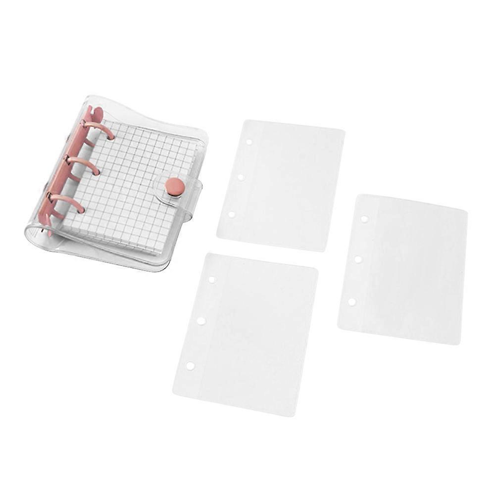 Mini Transparent 3Ring Binder Covers with Grid Inner Page and Binder Pockets Mini Loose Leaf Noteboo