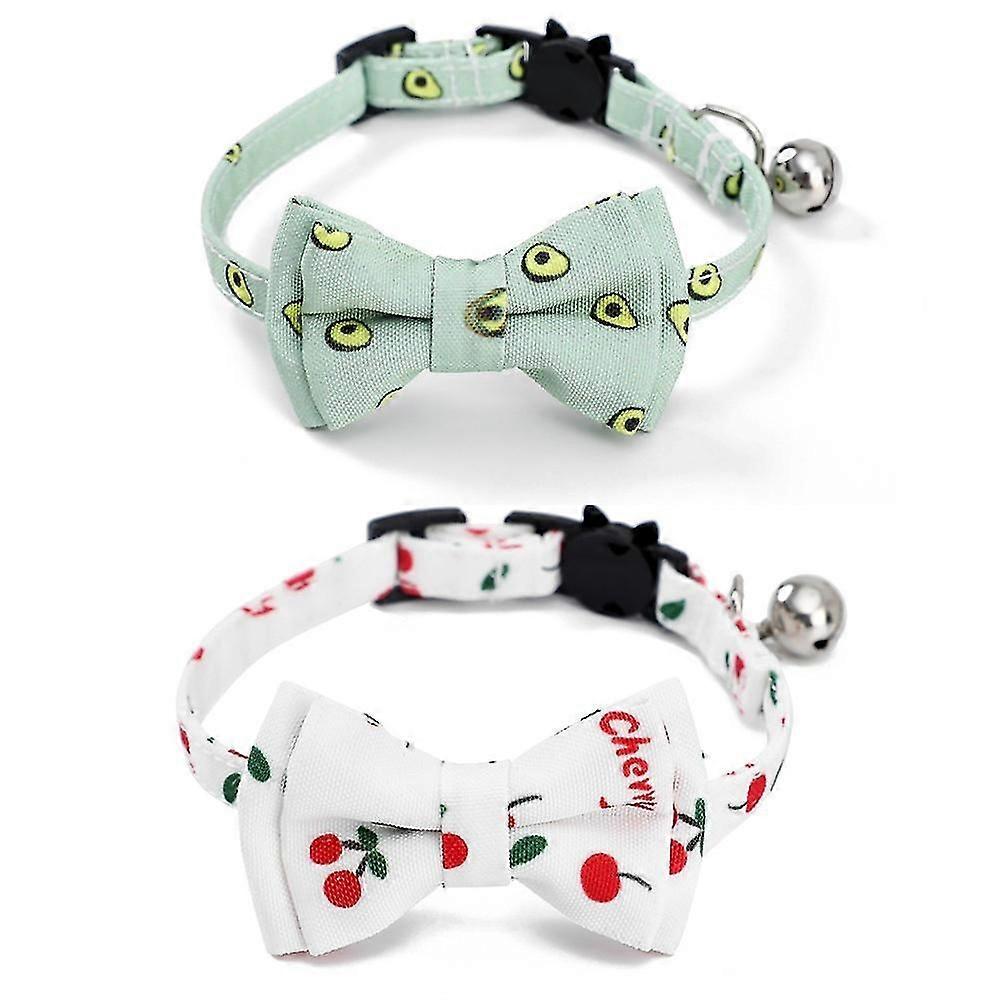 2 Pa Breakaway Collars With tie, Safety Bule Collars With Bell, Summer Print Collars