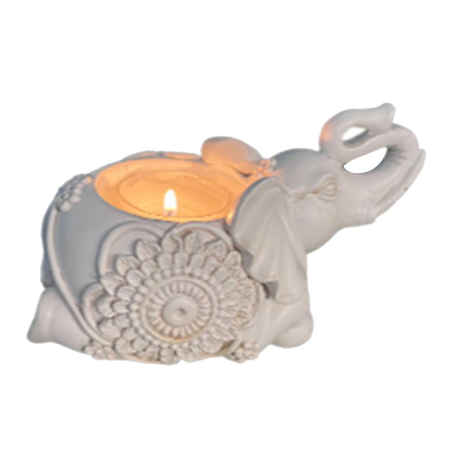 Elephant Candle Holder Decorative Resin Durable Statue Candlestick for Home Table Study