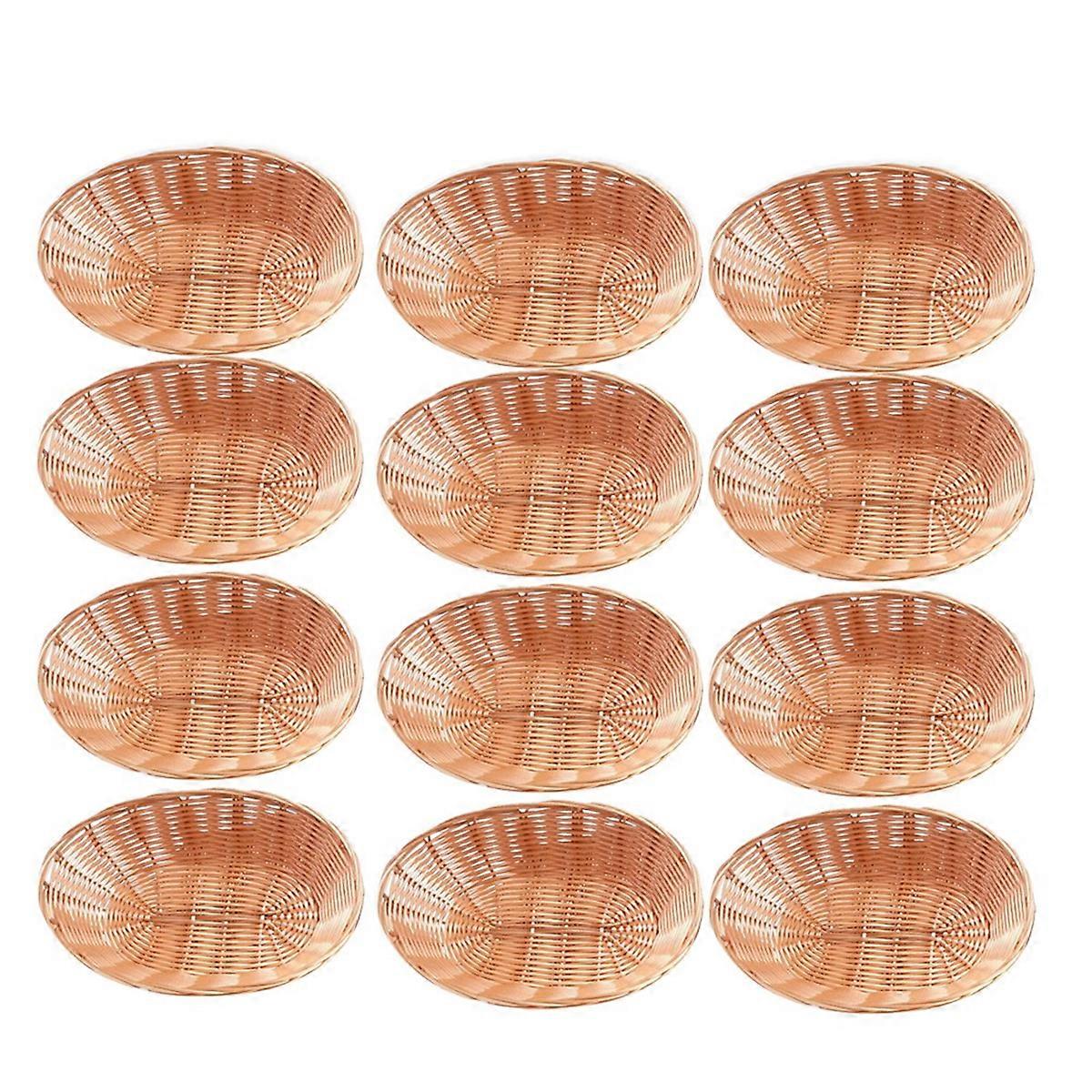 12 Pack Plastic Oval Basket, Empty Bread Basket Food Storage Basket Bulk,Plastic Wicker Baskets Bin