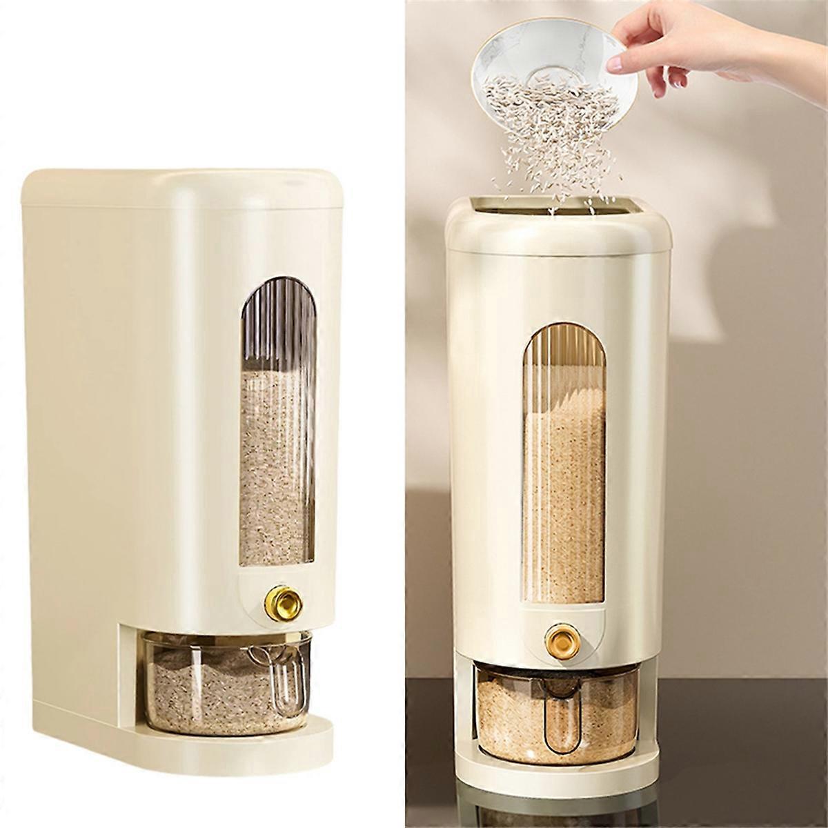 10KG Sealed Rice Bucket Automatic Cereal Dispenser Storage Box with Lid and Cups Moisture-Proof Grain Cereal Storage