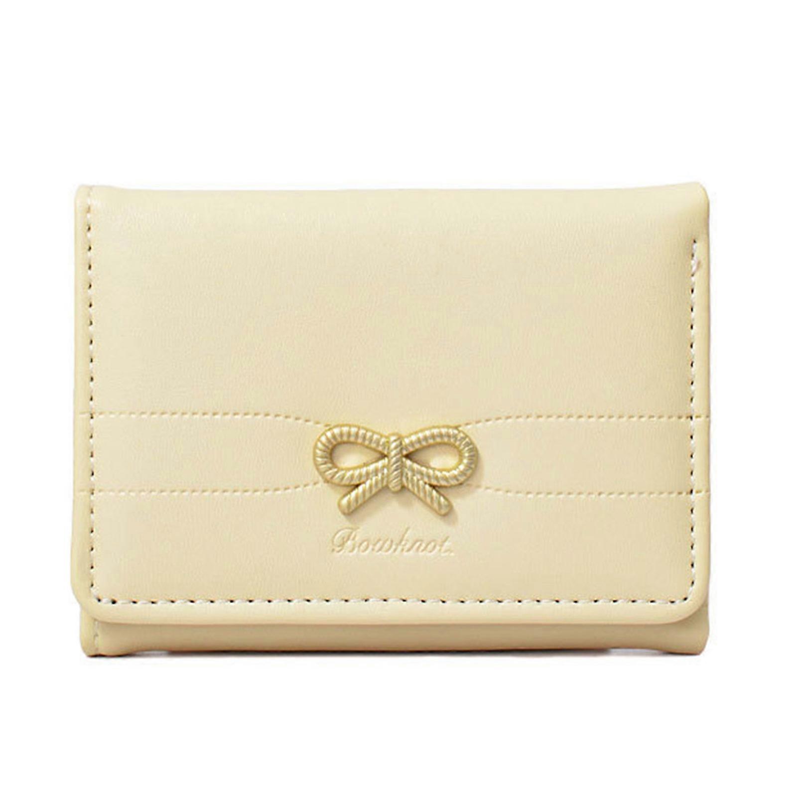 Υπέροχο πορτοφόλι τόξων Κορεατικά στυλ Κοντό πορτοφόλι θήκη κάρτας PU δερμάτινο πορτοφόλι νομισμάτων Μικρό πορτοφόλι με θήκη κάρτας για καθημερινή κίτρινη