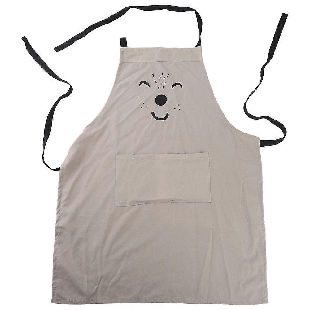 1Pc Practical Cotton Apron Kitchen Cooking Working Aprons with Pocket(Grey)