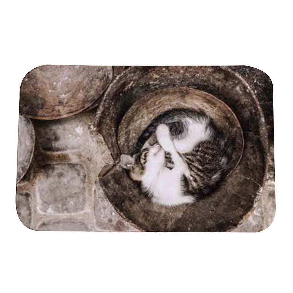 Tecknad film djur för katt tryck mattor dörrmatta badrum halkskyddsmatta utomhus entré inomhus matta gul