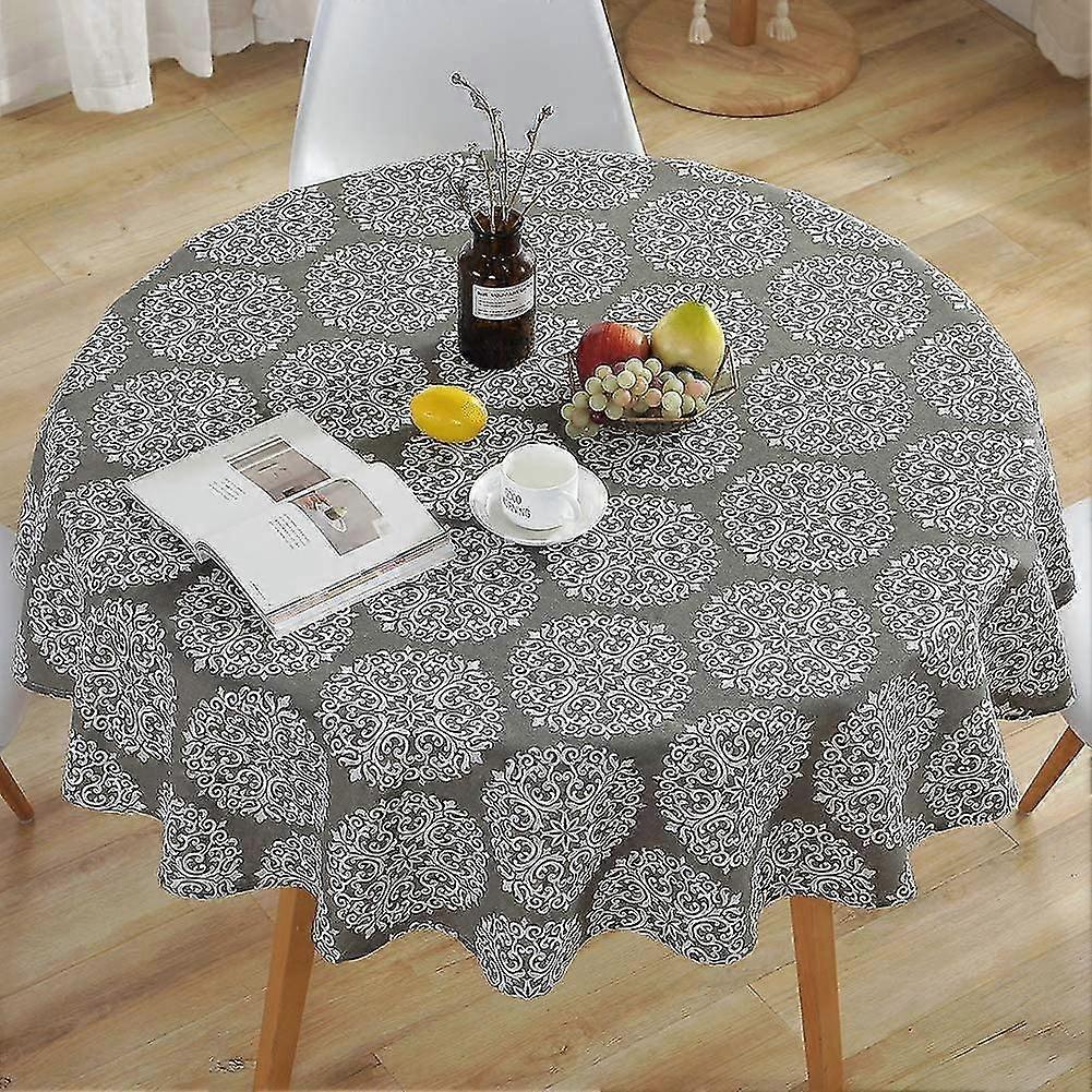 Simple Nordic Style Tablecloth, Round Tablecloth For Round Table, Dustproof Cotton Linen Tablecloth