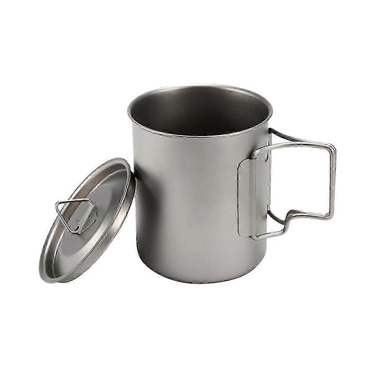 Ultralätt Titanium Cup Utomhus Bärbar Mugg Camping Picknick Vattenkopp Vikbart Handtag 750Ml Titaniu