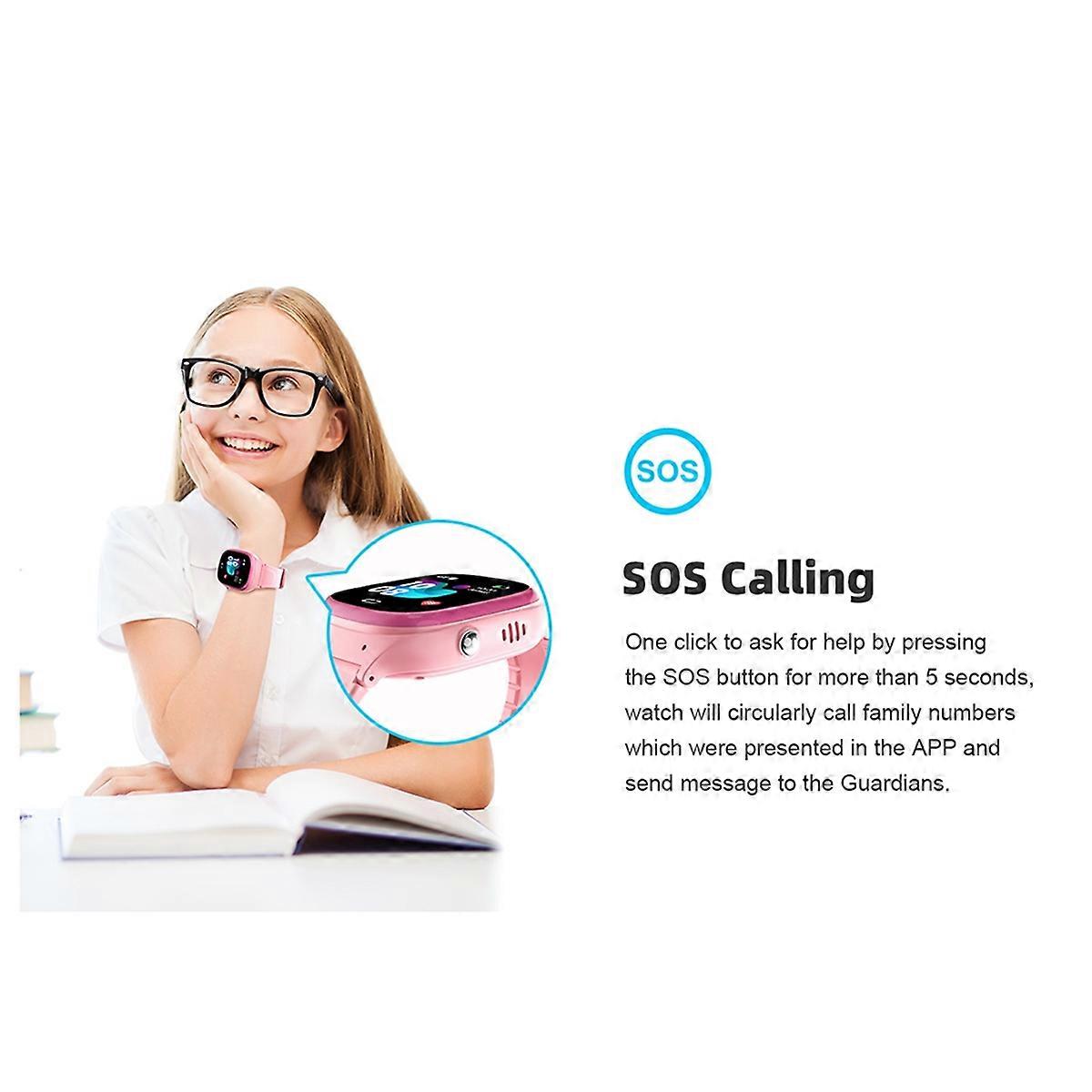 Waterproof Tracker, Student Smart Watch with SOS Alarm Call Camera, with Call Function Pink
