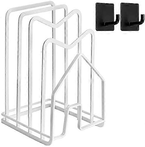 Stainless Steel Cutting Board Rack With 2 Adhesive Hooks For Kitchen Countertop Storage And Organization