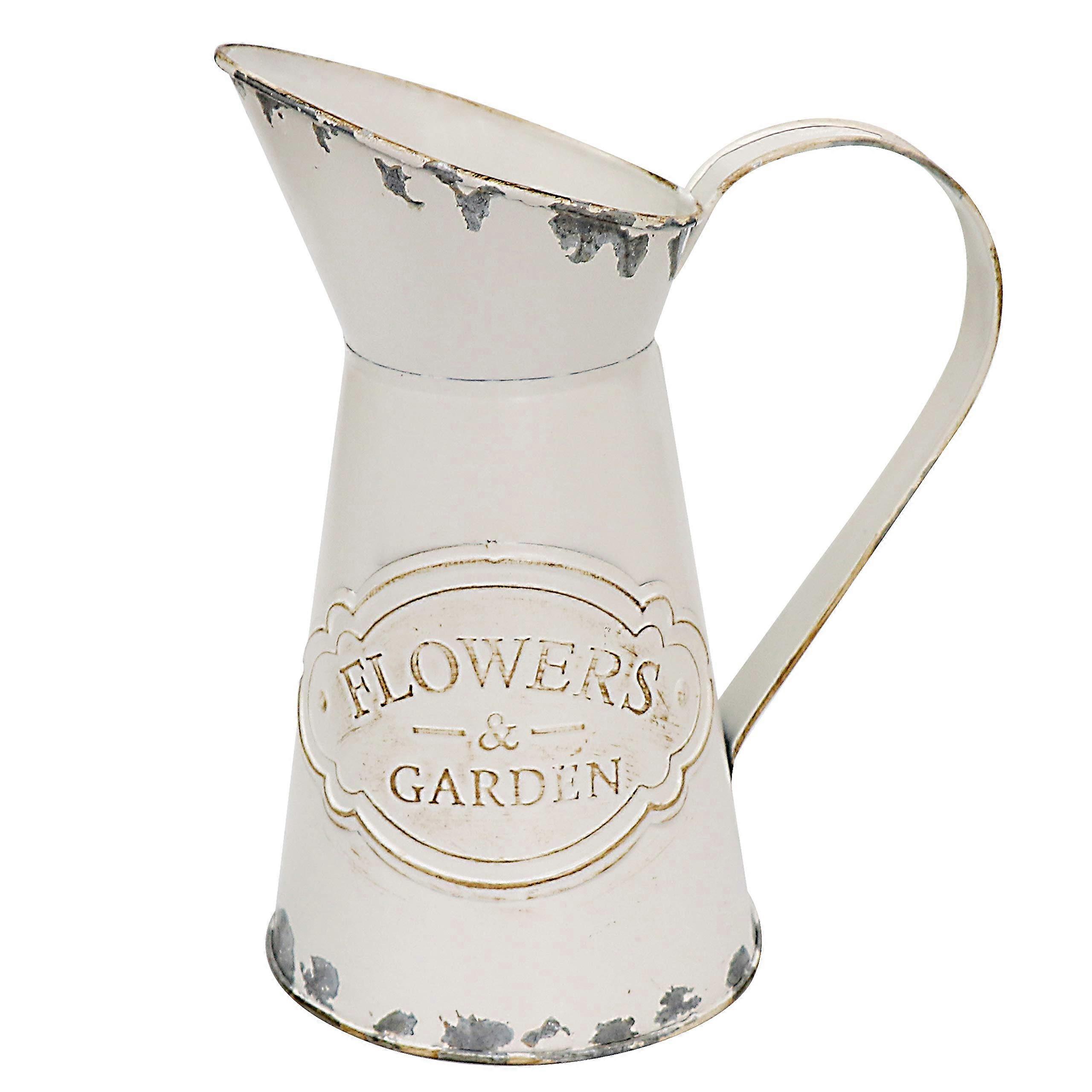 Galvanized Metal Pitcher 8.9H Small, Rustic Farmhouse Vase Jug, Shabby Chic Water Can for Home Decor