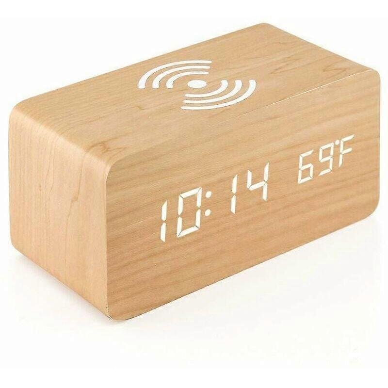 Digital Clock with Wireless Charger & Temperature Display