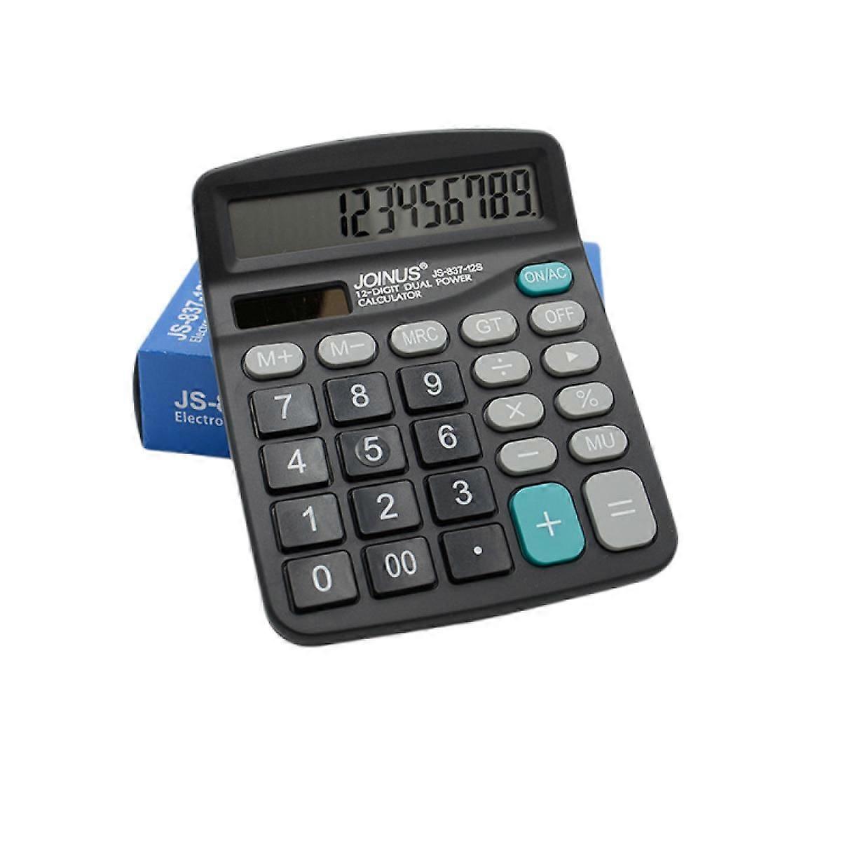 Desk Calculator, 12-Digit Solar Battery Office Calculator with Large LCD Display Big Sensitive Button, Dual Power Desktop Calculators