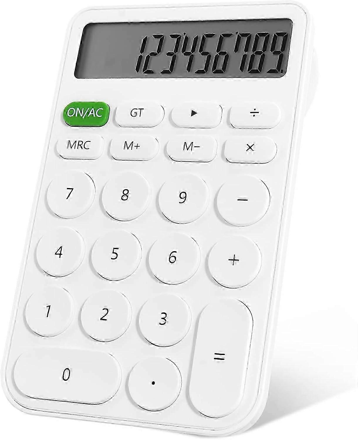 12-Digit LCD Display Basic Desk Pocket Calculators for School Office Home,White,Desktop Calculator for Students