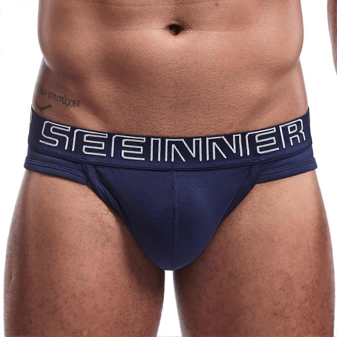 1pc Men's Cotton U-shaped Breathable Comfy Stretchy Briefs, Casual Plain Color Panties, Sports Tunks