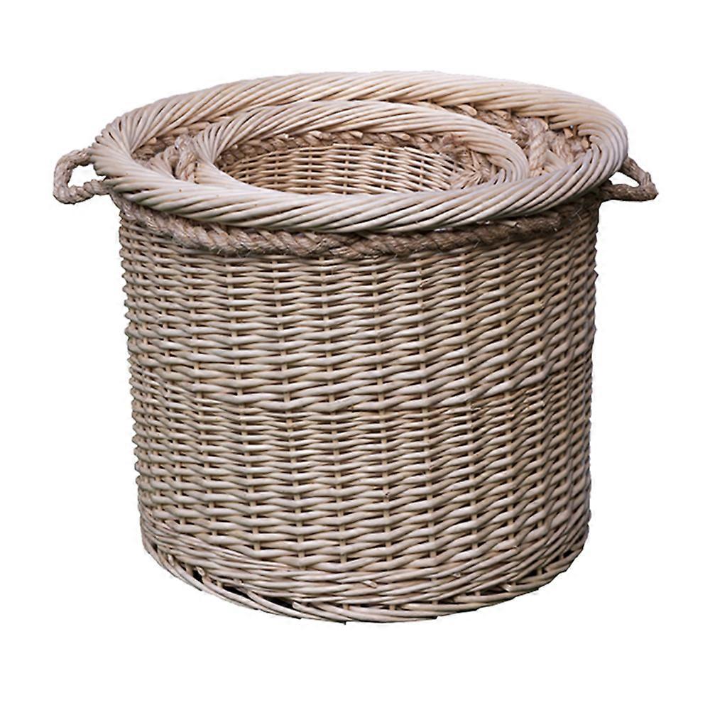 Set Of 3 Deluxe Rope Handled Wicker Log Basket