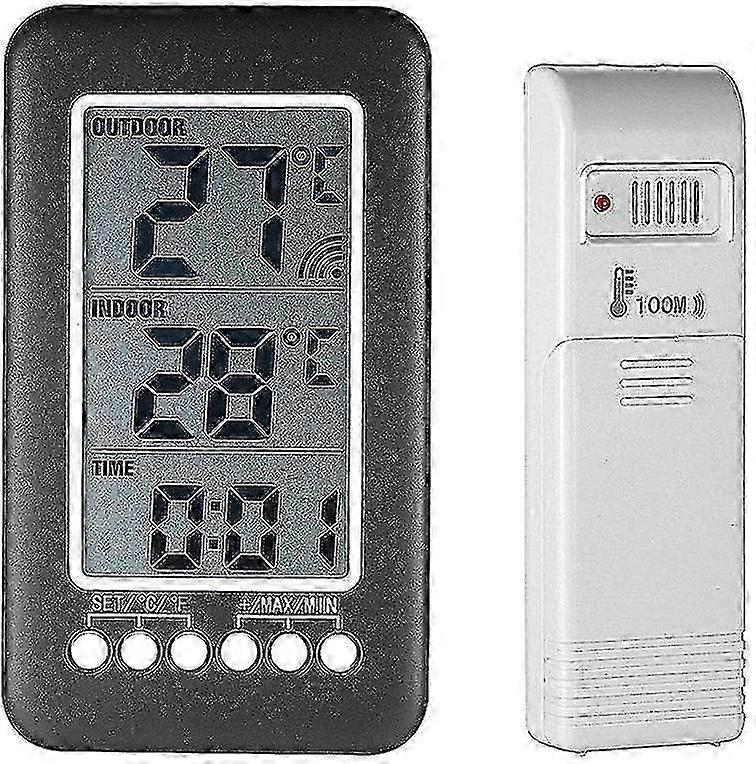 Wireless Weather Station with Indoor/Outdoor Thermometer, Digital Clock & Sensor - Black