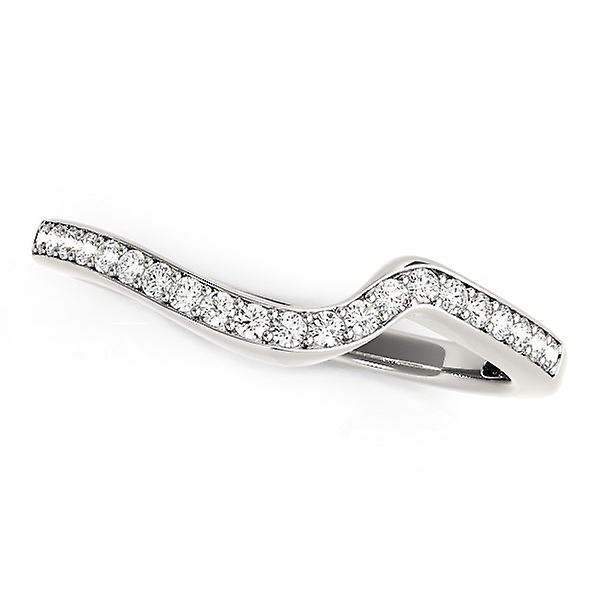 14k White Gold Modern Curved Wedding Ring (1/5 cttw)