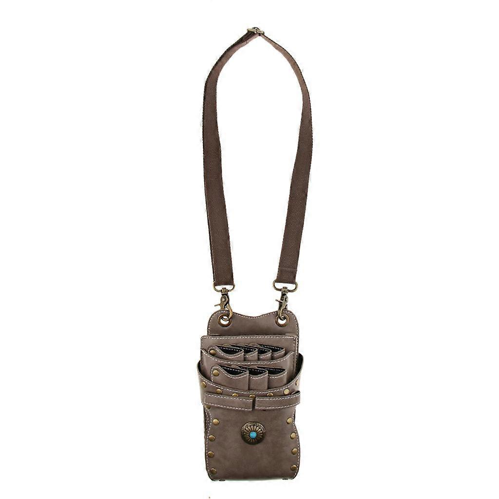 Leather Barber Scissors Shears Combs Clips Combs Holder Pouch Waist Bag Grey