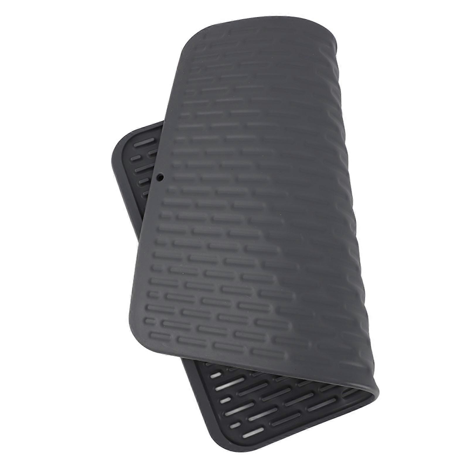 Rectangular Silicone Dish Drying Mat Heat Insulation Anti Slip Dish Drying Mat with Built in Drain Lip for Kitchen Counter Small Size 