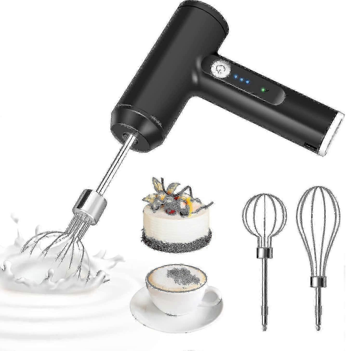 3 Adjustable Speeds Cordless Electric Whisk, Electric Whisk, 3 Beaters