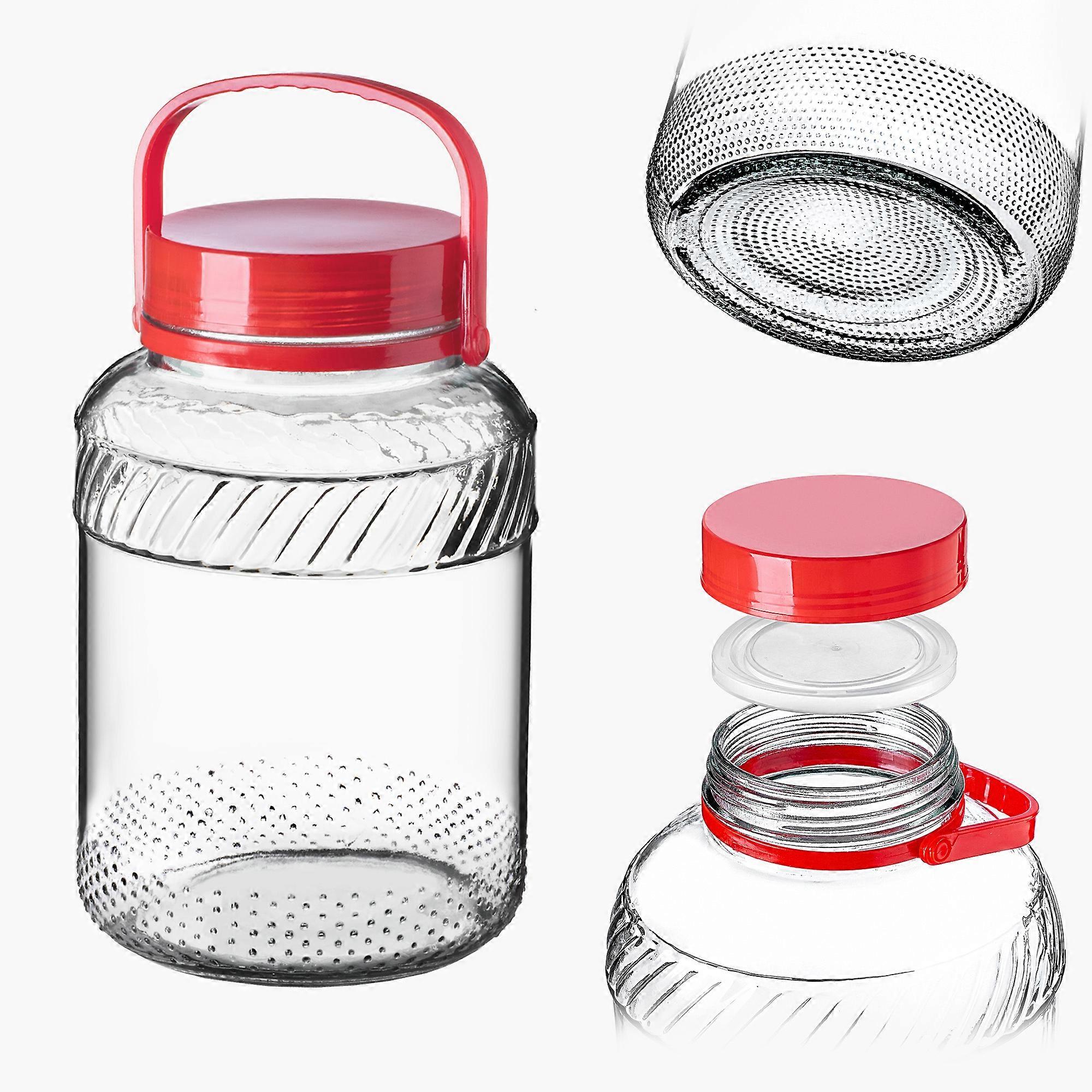 KADAX Pot en verre 4L avec poignée à bouchon à vis pour mariner le chou pour les concombres