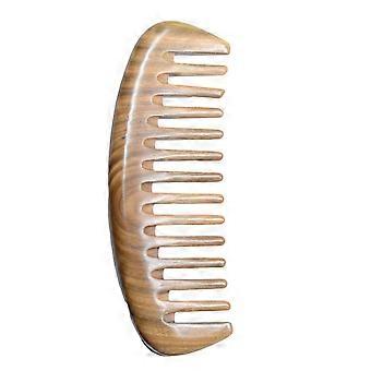 Pente de Dentes Largos de Sândalo Natural para Cabelos Cacheados, Desembaraçador Antiestático com Aroma Especial de Madeira, Design de Dentes Largos Previne a Quebra do Cabelo e
